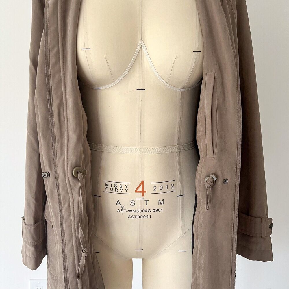 St. John's Bay Women's Small Lined Barn Coat Jacket Beige Khaki Brown Velvet - Picture 5 of 16